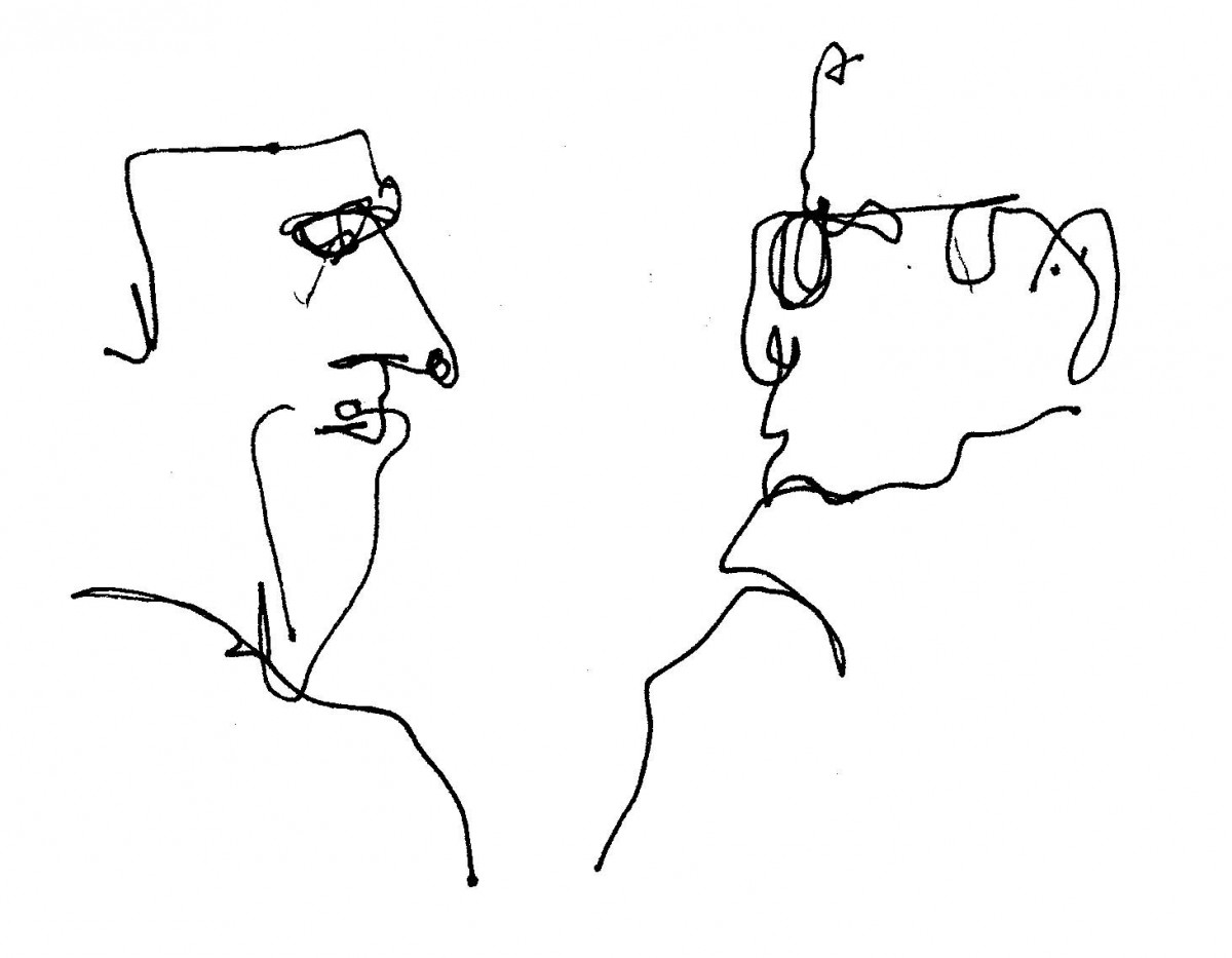 Brixton pub drawing: two fat gentlemen